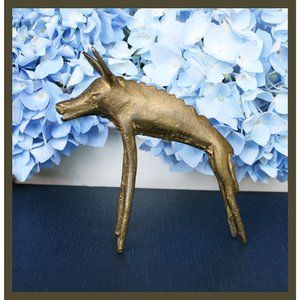 vintage 3" tall brass stripped hyena (?) figurine marked Kenya 1964